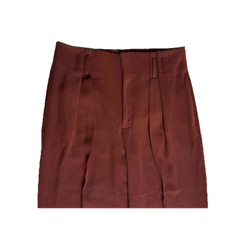 Vince Wide Leg High Rise Trouser Womens 10 Rust Red Dress Pants Pleated - Picture 2 of 7